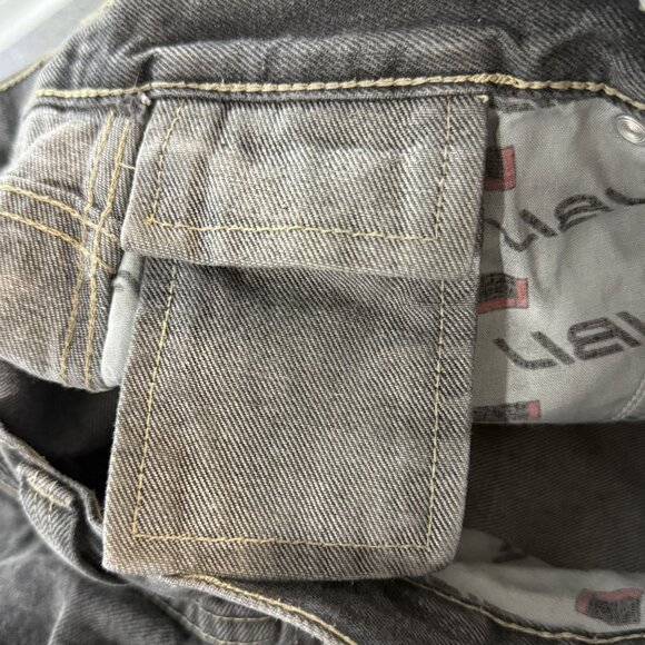 Fubu Jeans Men's Size 38 x 31 Y2K Relaxed Fit Stonewashed Black Denim Jeans - Picture 6 of 16